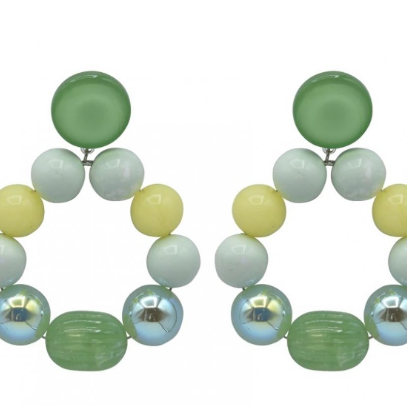 BOUCLES D'OREILLES BASTILLE camaïeu de vert (percées)